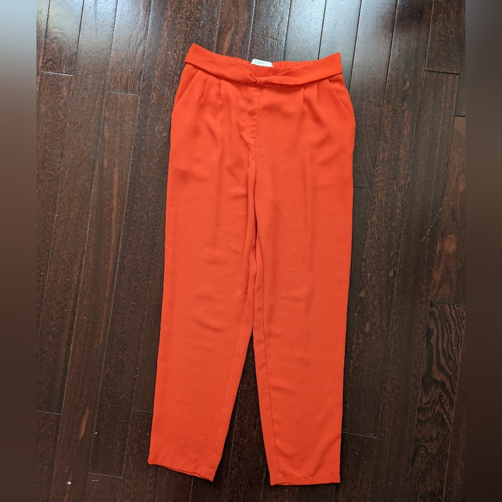 LOFT Pull on Crepe Tapered Trouser - Orange/Red